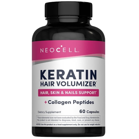 Keratin Hair Volumizer Capsules | with Collagen for Men and Women | 60 Count | by NeoCell