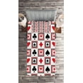 thumbnail image 2 of Ambesonne Casino Quilted Coverlet 2 Pcs, Playing Cards, Twin Size, Scarlet Black, 2 of 2
