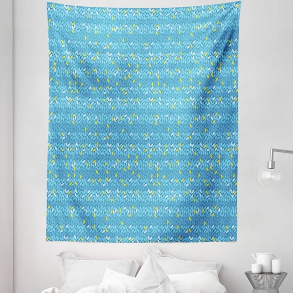 Leaves Tapestry, Abstract Leafage Pattern in Symmetric Digital Nature Botanical Branches, Fabric Wall Hanging Decor for Bedroom Living Room Dorm, 5 Sizes, Sky Blue Yellow Green, by Ambesonne