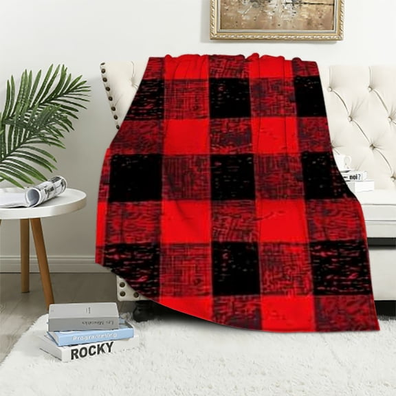 Fenyluxe Checkered Pattern Flannel Throw Blanket for All Seasons, Versatile Towel, Bed Cover, and Wall Decoration, Perfect Gift for Various Occasions 40x50in