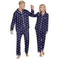 thumbnail image 4 of Sngxgn Women Pajamas Set Button up Sleepwear Short Sleeve Nightwear with Long Pants Soft Pjs Set with Pockets(BU1,L), 4 of 5