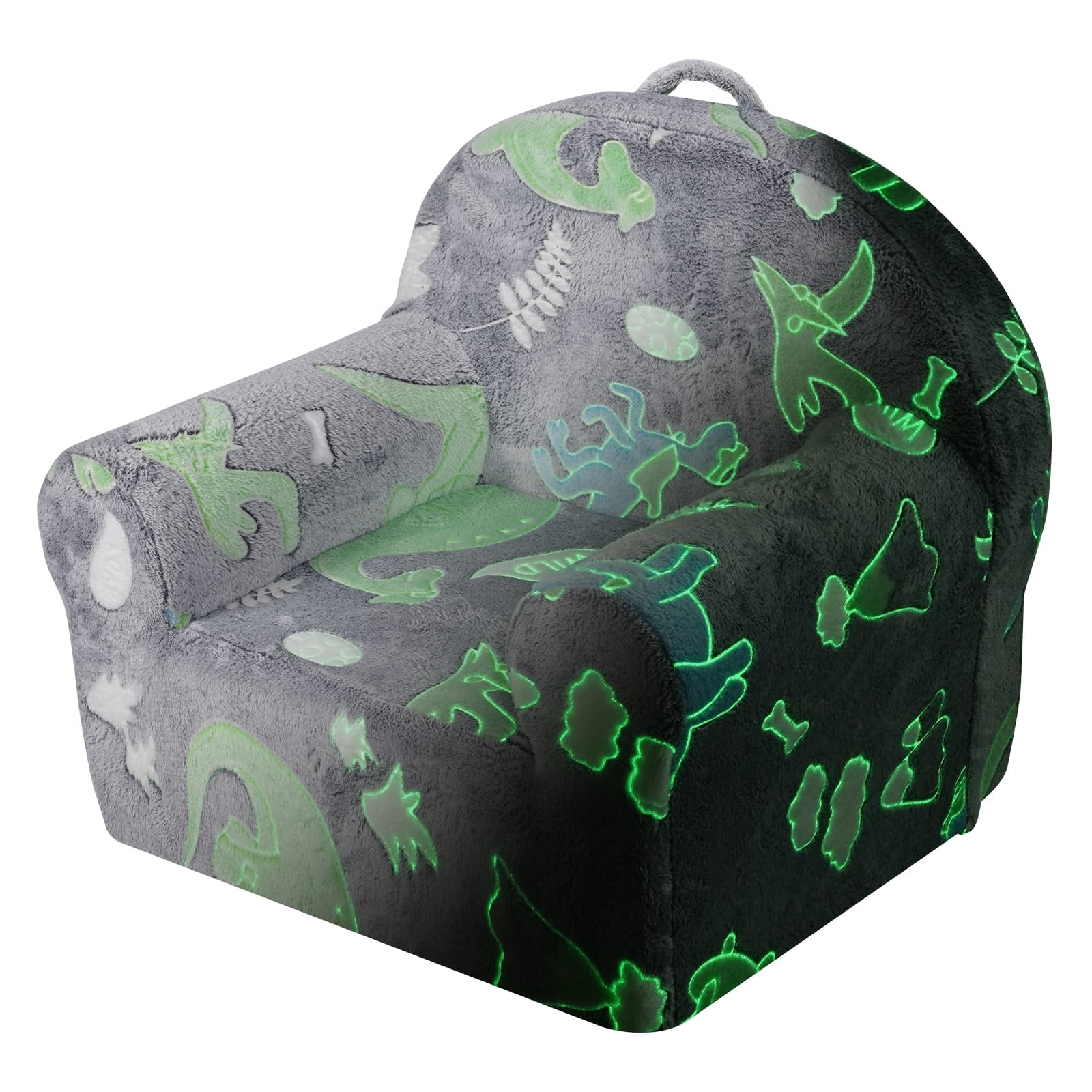 KFFKFF Children's Chair, Comfortable Armchair for Toddlers, Convertible Couch Bed with Glow-in-the-Dark Feature, Playroom Seating for Children, Unisex Design, Grey