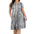 thumbnail image 2 of PCEAIIH Women's Plus Size Knee Length Dress Casual Short Sleeve Dress with Empire Waist, 2 of 6
