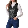 thumbnail image 4 of INSPIRE CHIC Women's Faux Leather Waistcoat V Neck Sleeveless Zipper Vintage Vest Jacket XS Black, 4 of 6