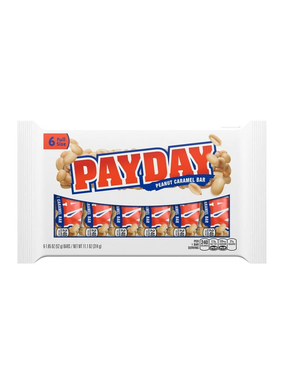 Payday Peanut Caramel Candy, Bars 1.85 oz, 6 Count