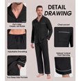 thumbnail image 4 of GIRUNS Men's Pajamas Set Soft Sleepwear Button Down Long Sleeve and Long Pants with Pocket Loungewear Sets Black 2XL, 4 of 7