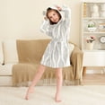 thumbnail image 3 of FORMRS Niños Bathrobe Unisex Hooded Robe Soft Plush Pajamas Sleepwear, Size 10-12T, Light Gray Pattern, 3 of 7