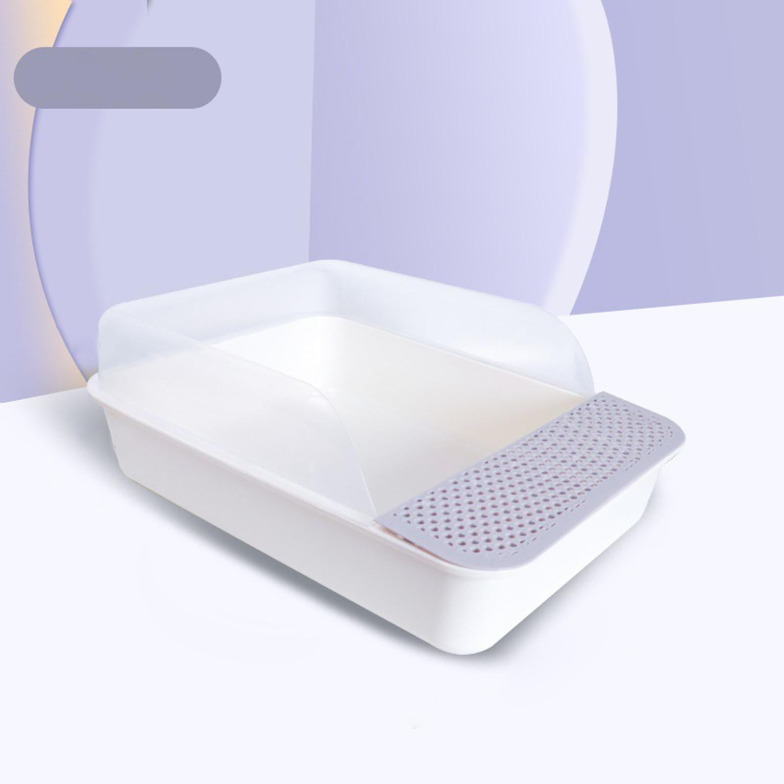 Bvdfgk Open Top Cat Litter Tray Sandbox Semi Enclosed Kitty Litter Box Cat Toilet for Grey White Large