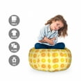 thumbnail image 2 of Orange and Yellow Storage Toy Bag Chair, Citrus Fruit with Round Slices on Squares, Stuffed Animal Organizer Washable Bag, Large Size, Pale Yellow Marigold, by Ambesonne, 2 of 3