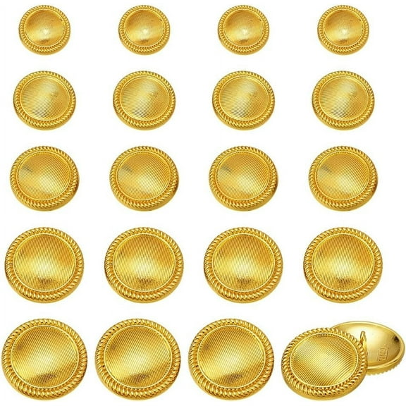 1set 40pc 5 styles Alloy Buttons 1-Hole Flat Round Golden 15~24.5x8~9mm Hole: 2mm 8pcs/style