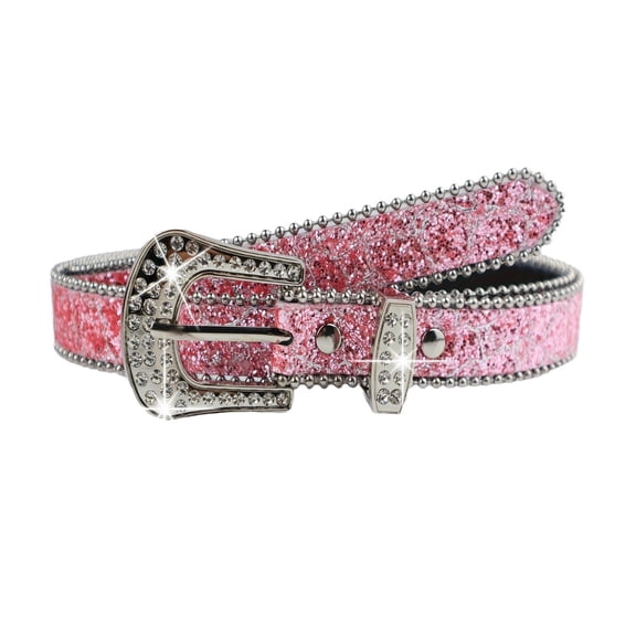 Colorful Waist Belt Adjustable Rhinestone Buckle Belts for Woman Girls Thin Full Sequins Waist Strap for Jeans Dress