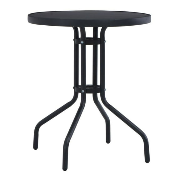 Patio Table Black 23.6" Steel and Glass