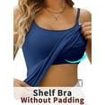 thumbnail image 6 of Charmo 3-packs Cotton Scoop Neck Tank Tops for Womens Adjustable Spaghetti Strap Undershirts Basic Camisole with Shelf Bra, 6 of 8
