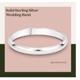 Sterling Silver Wedding Band 2mm Men or Women Bridal Ring Size 8