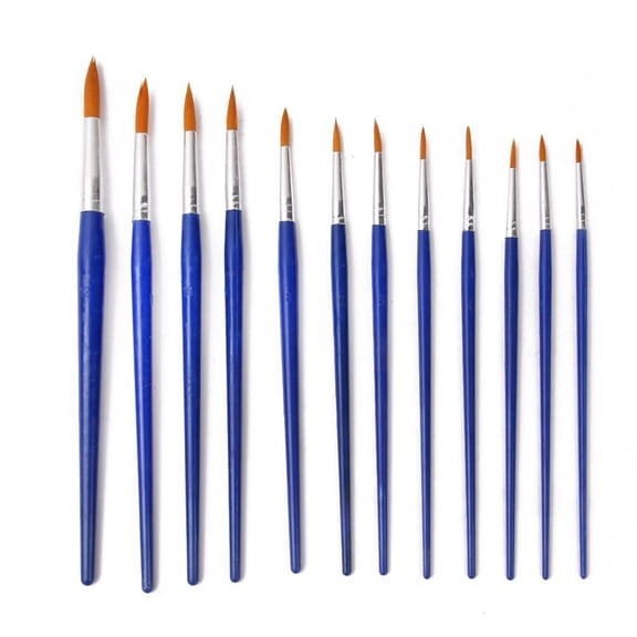 HAKIDZEL Oil Paint Brush Set Blue 12Pcs for Painting on Smooth Surfaces with Nylon Bristles