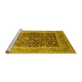 thumbnail image 2 of Ahgly Company Machine Washable Indoor Round Oriental Yellow Industrial Area Rugs, 6' Round, 2 of 4