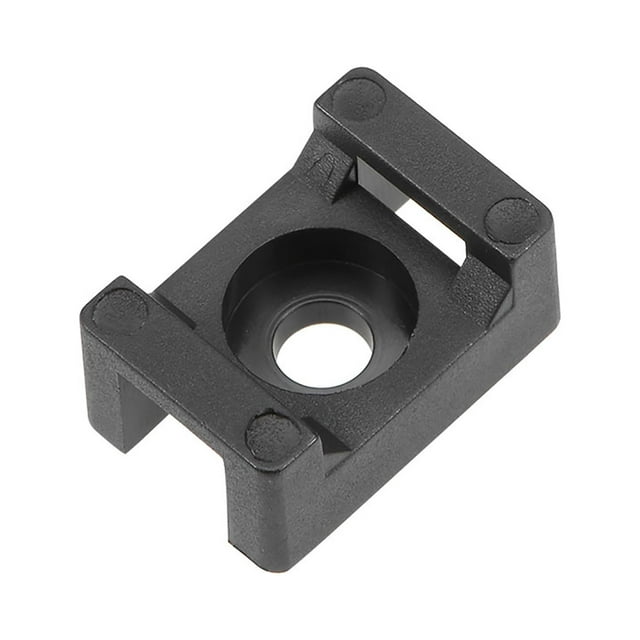 Soporte para ataduras de cable tipo base de silla de montar, anclaje permanente a la pared o escritorio 15x10x7mm negro 50 piezas