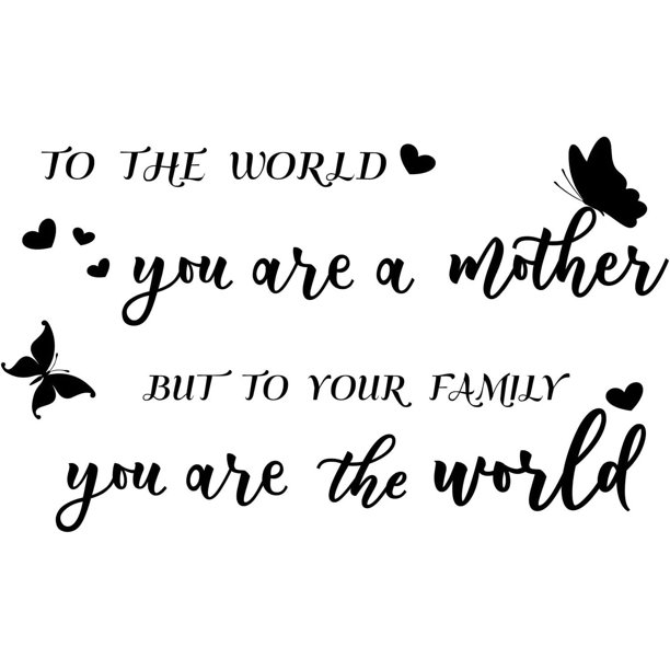 Pegatinas de pared para el día de la madre, calcomanías de You are The World, decoración de pared con mariposas, calcomanías de arte de pared con motivación, regalos negros para mamá, decoración de