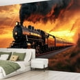 thumbnail image 2 of Peel and Stick Wallpaper Vintage Dusk Train Old Engine Railway Wilderness Art Beach Blanket Modern Art Wall Mural Decor Self Adhesive and Removable 69in x 98in, 2 of 8