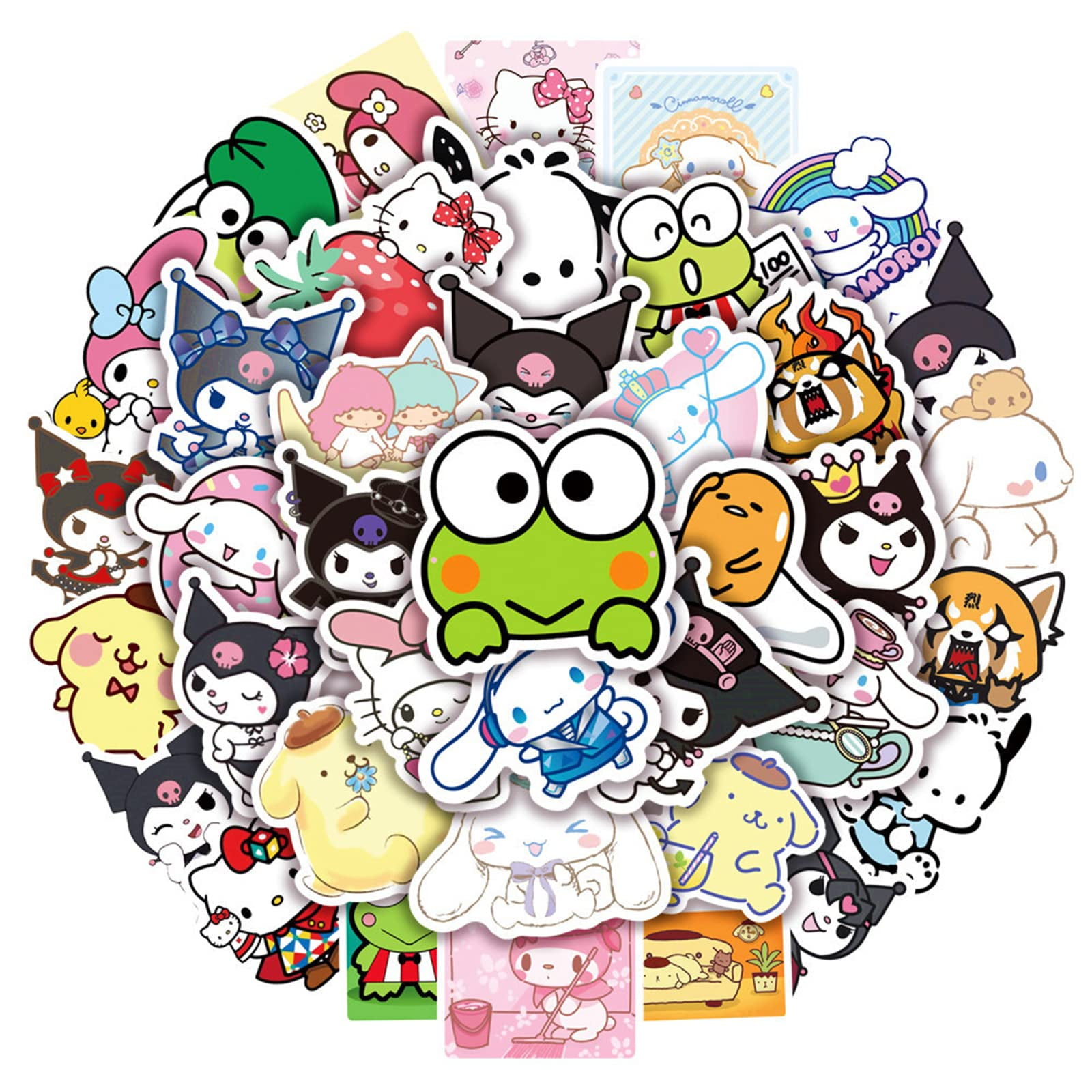 50pcs Creative Cute Kawaii Kuromi My Melody Stickers Keroppi