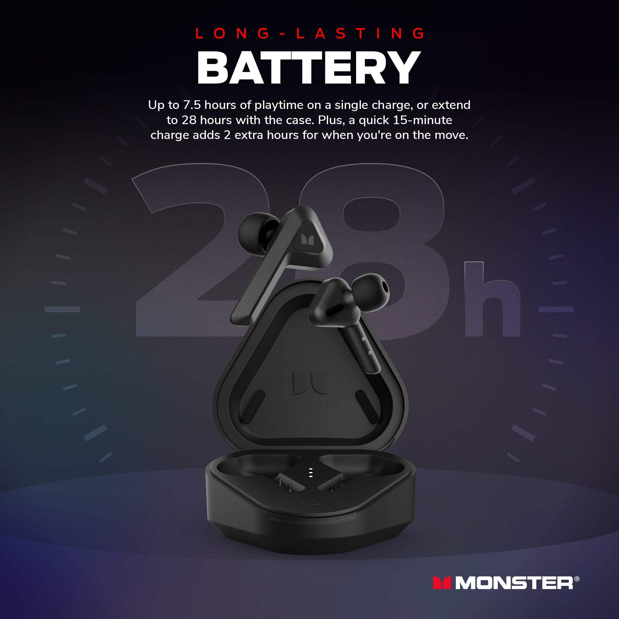 Monster DNA Go Wireless Earbuds, aptX Lossless Audio, Clear Voice Capture, IPX5 Water Resistance, Fast Charging Case
