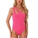 thumbnail image 1 of CAMISETA LEOTARDO REFINADA para MUJER de UN HOMBRO, Cuerpo Ajustado de Punto Acanalado, Tallas XL, Rosa Fucsia, 1 of 6