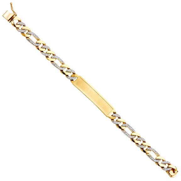 14K CZ Figaro Link ID Bracelet - 8.5"