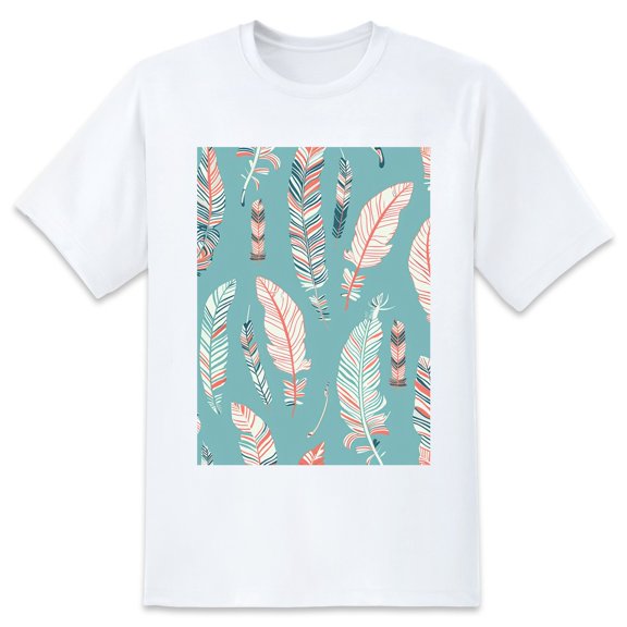 Basic Oversize Tees For WomenFeather Loose Boyfriend Shirts Casual Blouse round neck