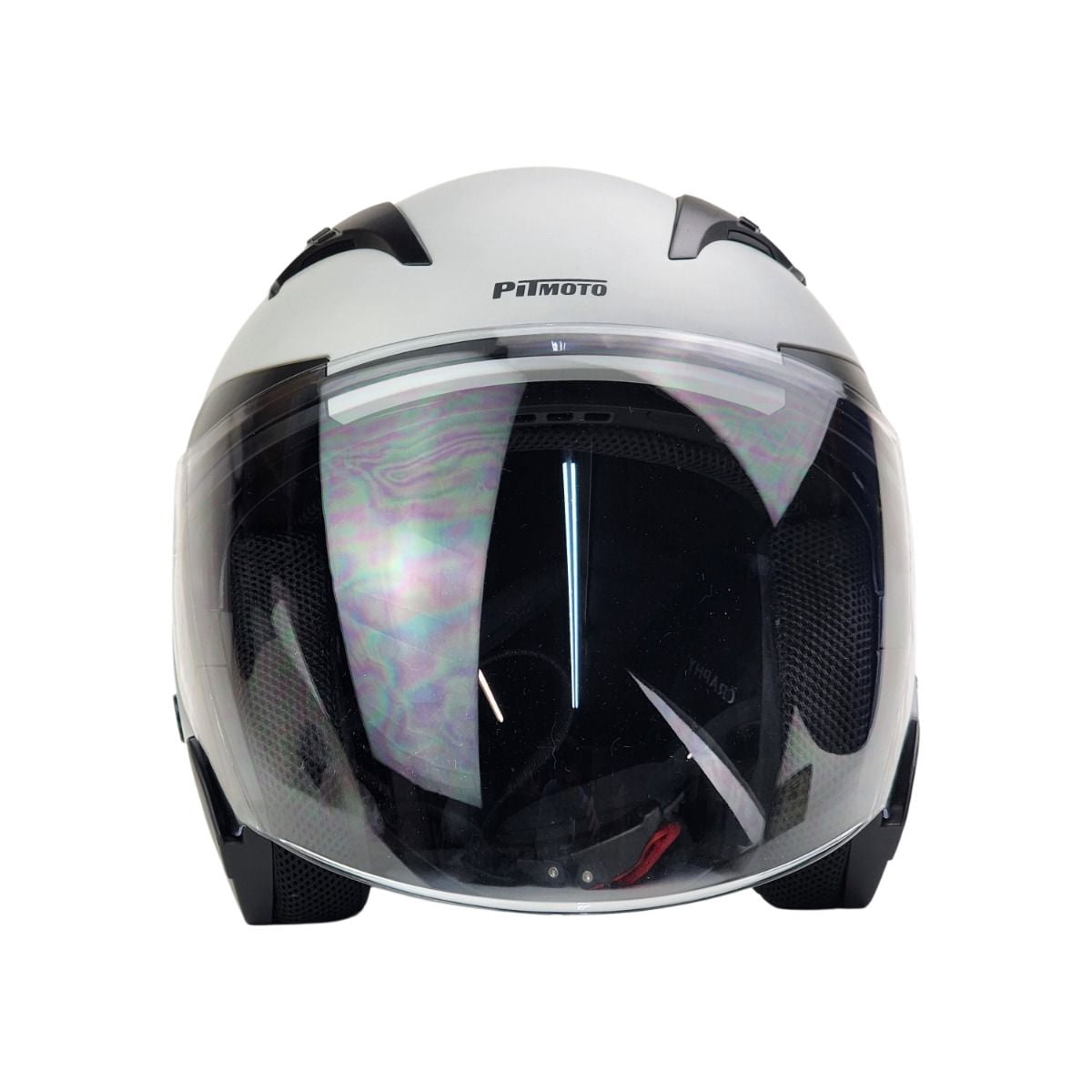 PITMOTO Open-Face Motorcycle Helmet. DOT, Model PM-768. -Matte Grey-X-Large