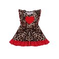 thumbnail image 1 of Sunloudy Baby Leopard Heart Pattern Fly Sleeve Round Neck Ruffle Princess Dress, 1 of 5