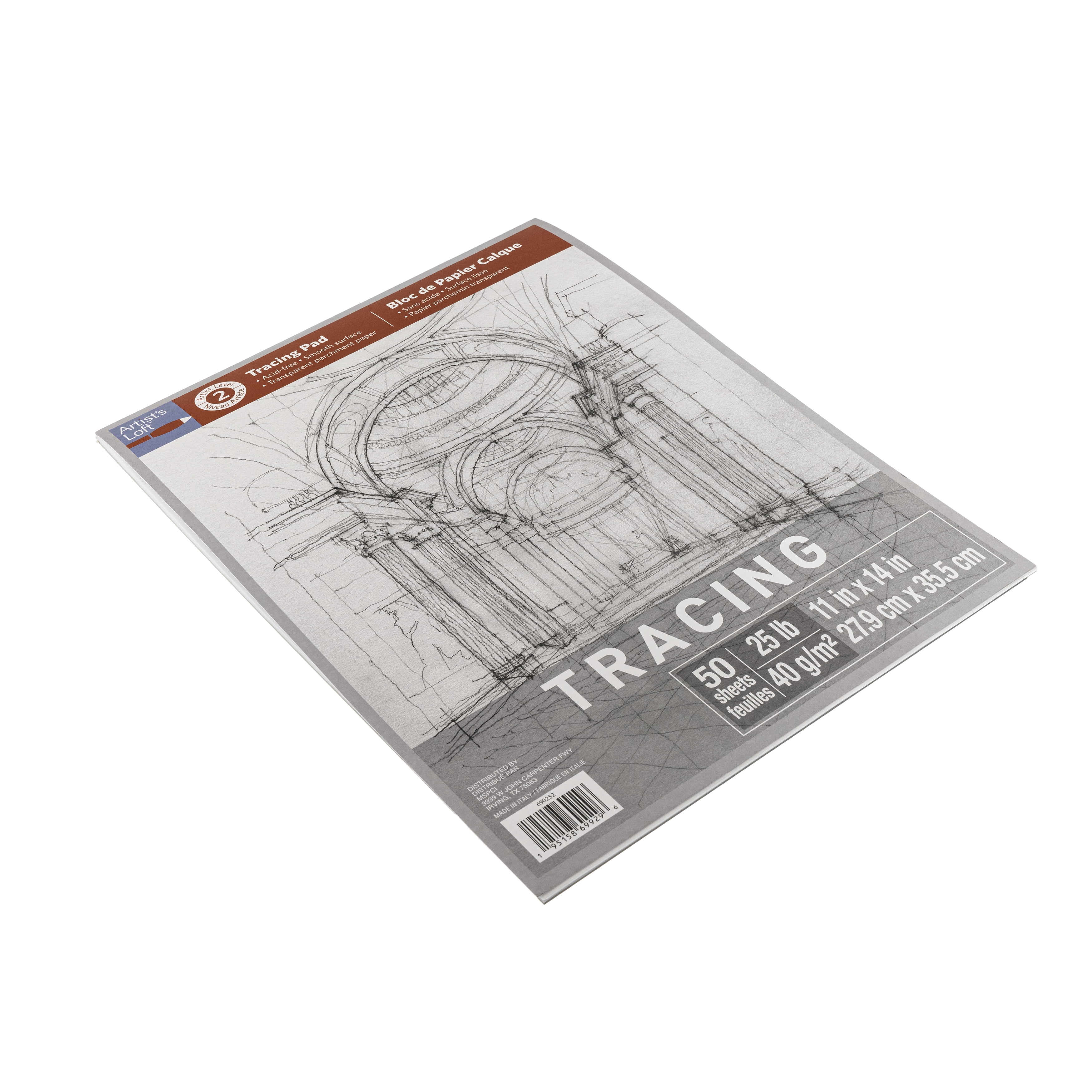 11" x 14" Tracing Pad by Artist's Loft - Transparent - Acid-Free Parchment Paper – Smooth Surface with Fold-Over Cover - 15 Pack