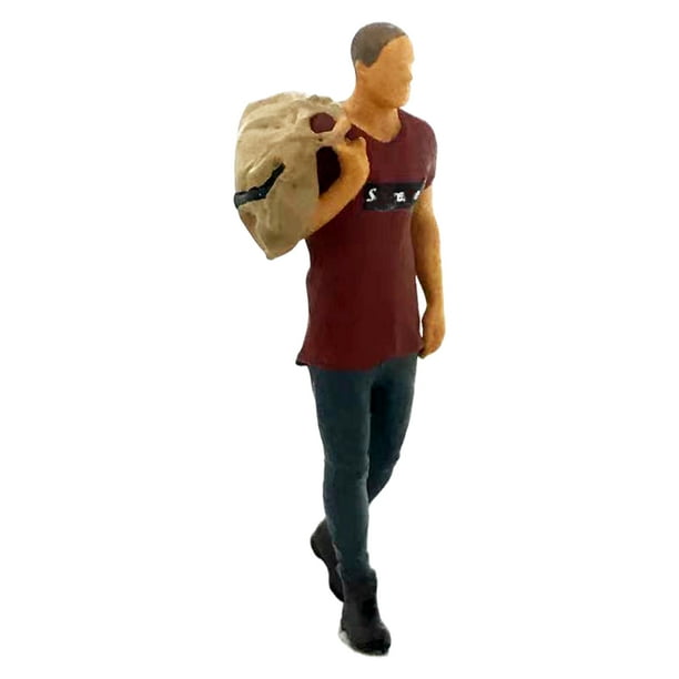 Figuras de muñecas en miniatura Tiny 1/64 Coleccionable Diorama Fitness Mujer Hombre Figura Tren De Calle Equipaje De Carretera Hombre Rojo equipaje hombre rojo Fanmusic Figuras de muñecas en miniatura