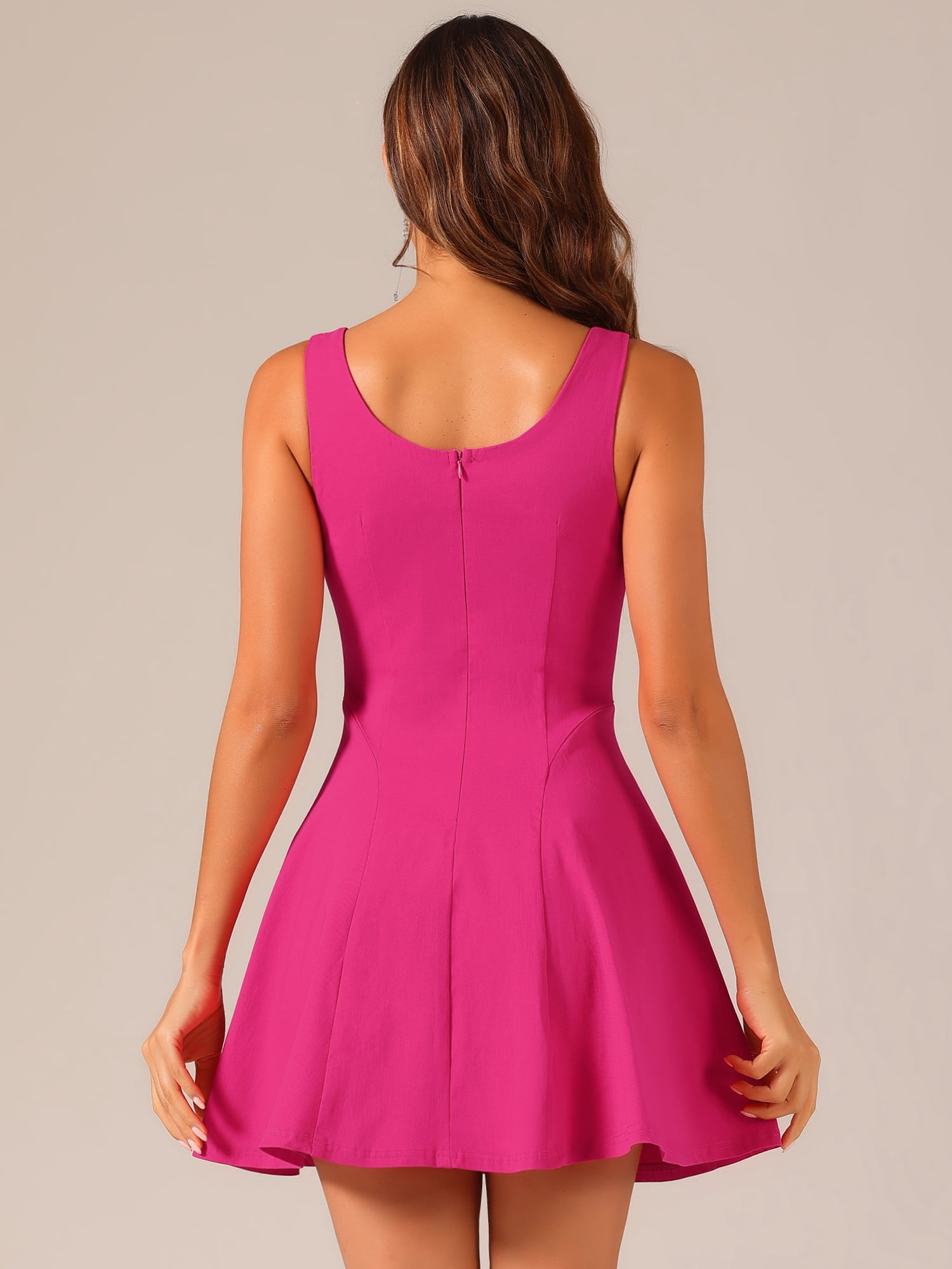 DARING DIVA Sweetheart Neck Flared Swing Cocktail Dress XS Hot Pink