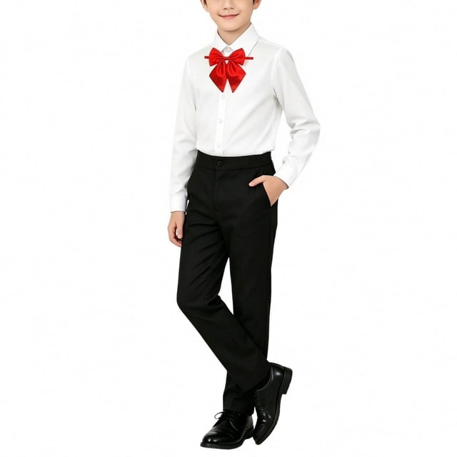 Odeerbi Niños 3 Piezas Caballero Traje Formal Preppy Traje de Manga Larga Camisa de Vestido y Pantalones de Traje Con Corbata Colegial Conjunto de Uniforme
