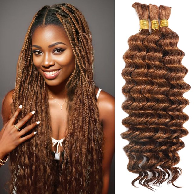 Cabello trenzado humano a granel AKONSOUL Deep Wave, 20 pulgadas, 110 g, x3