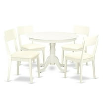 East West Furniture Hartland 5-piece Wood Dining Set with Leather Seat in White