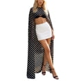 thumbnail image 2 of CXHEGBEJ Chiffon Long Shawl Cape For Women Mesh Sheer Poncho Pullover Top Capelets for Formal Evening Dress Shawl Wraps Cover Up Wedding Party Polka Dot Black, 2 of 7