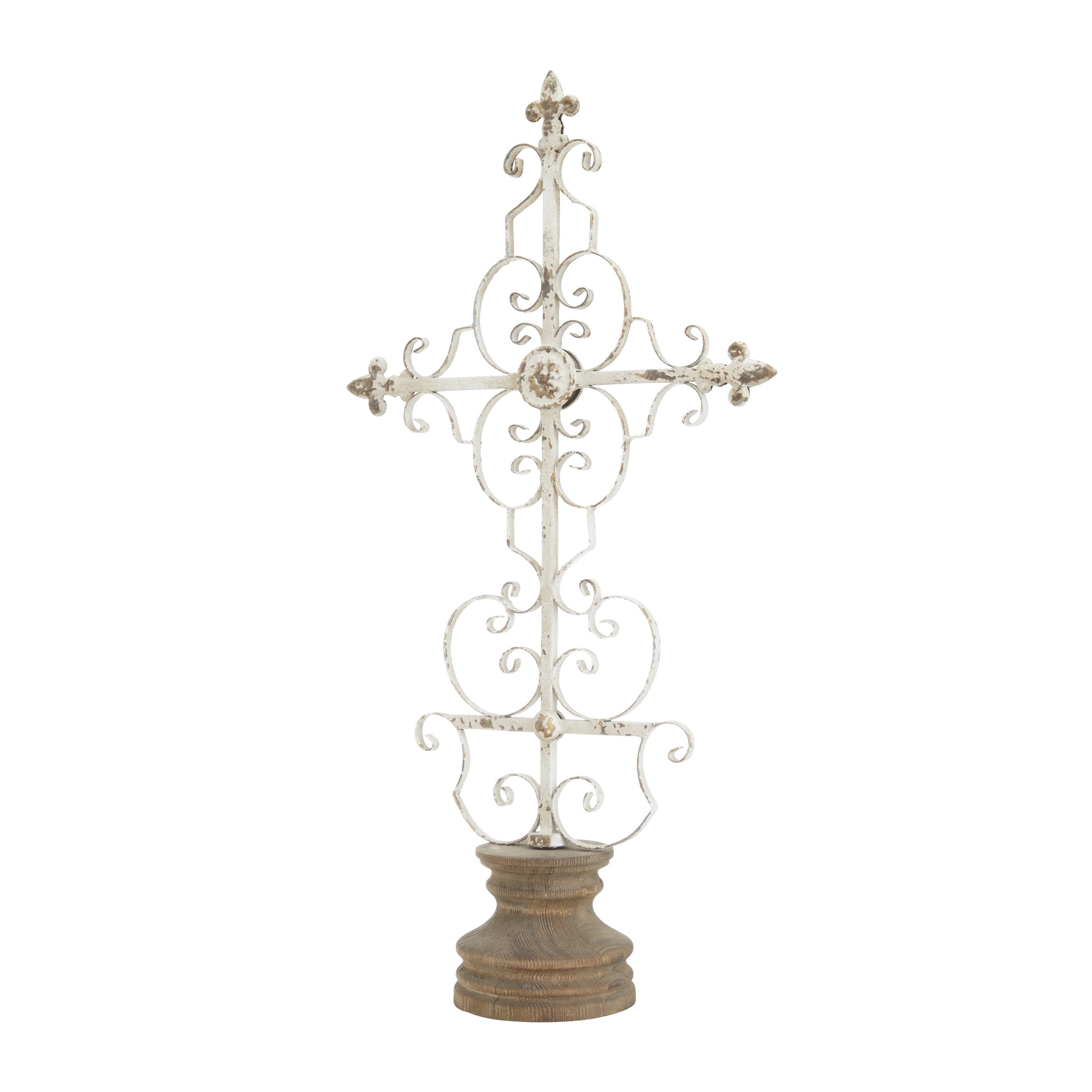 DecMode 6"W, 29"H Metal French Country Sculpture, White, 1-Piece
