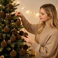 thumbnail image 4 of JJV 9 Pcs Velvet Christmas Ball Ornaments, 3.15 Inch Flocked Shatterproof Xmas Tree Decor, Solid Color Christmas Balls Hanging Ornaments, 4 of 8