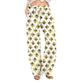 thumbnail image 1 of Women's Printed Linen Casual Trousers 30 Inch Inseam Elastic Drawstring Waist Comfortable Pull On Beach Wear with Pockets for Everyday Use, 1 of 5