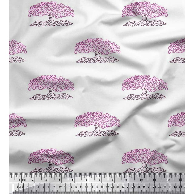 Soimoi Rayon Fabric Tree Block Decor Fabric Printed Yard 42 Inch Wide