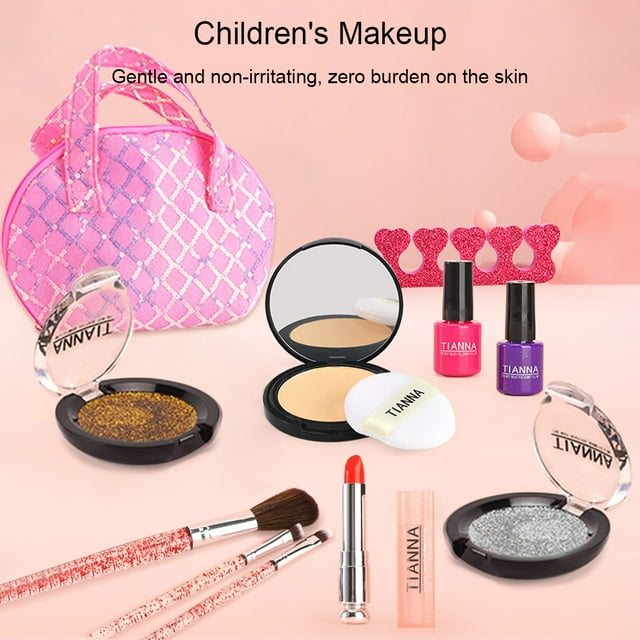 Makeup 12pcs Girls Makeup Kit Real Kids Make Up Set Cosmetics Play Set Washable Safe with Carry Case for Little Girls Party Game Chrismas Birthday Gift