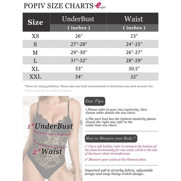popiv Womens Sexy Lace Bodysuit Eyelash Corset Top Bustier Cami