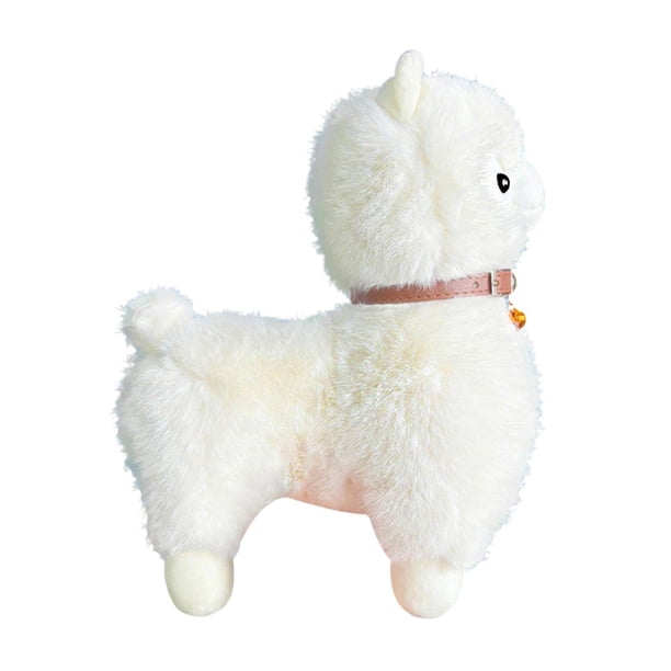 Muñeco de peluche de alpaca para decoración de habitación, coleccionable, adorable y encantador, con sonido de tintineo, para niños, niñas, niños y Blanco