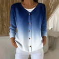 thumbnail image 3 of TKLPEHG Womens Sweater Gradient Button Knit Sweater Coats Casual Comfy Long Sleeves Coats Fall Colthes (Blue,XXXL), 3 of 6