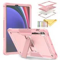 SaniMore Case for Samsung Galaxy Tab S9 Plus 12.4" Tablet 2023, Full-body 3 Layers Rugged Kickstand Hybrid Case [Pen Holder] [Shock Absorbent] Cover for Galaxy S9  Tablet SM-X810/X816B/X818U, Rosegold