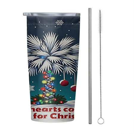 

South Carolina Palmetto All Hearts Come Home For Christmas 20oz Tumbler Insulated Stainless Steel Water Bottle Portable Travel Coffee Tea Mug Cup