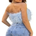 thumbnail image 3 of Hauts Tube pour Femmes Sans Manches Épaules Dénudées Dos Nu Bandeau Ajusté Crop Tops, 3 of 6