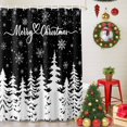 thumbnail image 5 of Extra Long Shower Curtain 72x96 Inch, Black Christmas Trees Shower Curtain Waterproof Bathroom Decor, Winter Xmas Snowflakes Pine Forest Fabric Bath Curtain Set Accessories with Hooks, 5 of 8