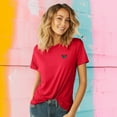 thumbnail image 3 of Dalix Butterfly Embroidered Cotton Relaxed Fit Short Sleeve Crewneck Tee Shirt Women in Red XS X-Small, 3 of 5